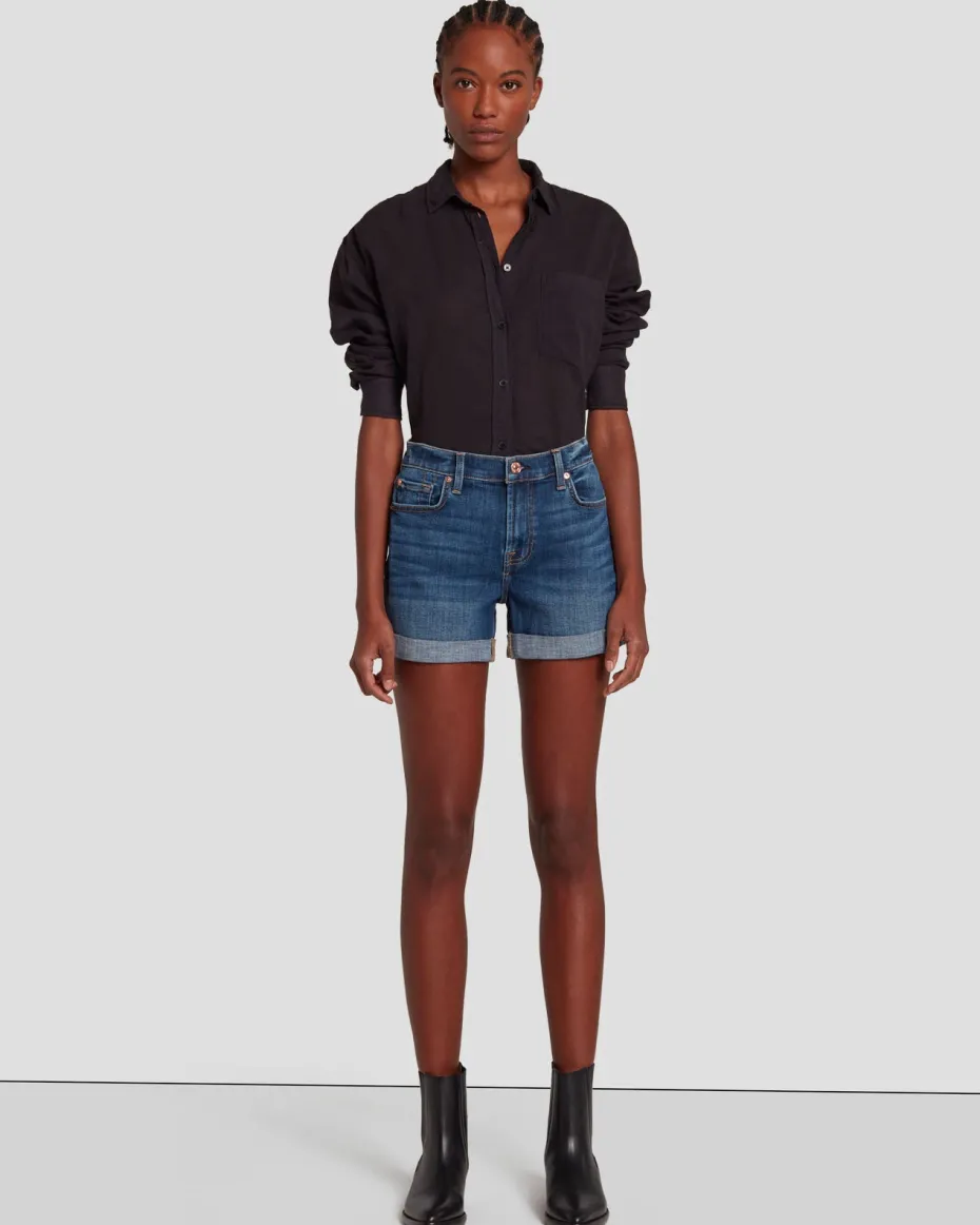 Broken Twill Mid Roll Short in Vanity