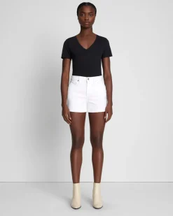 Broken Twill Mid Roll Short In White