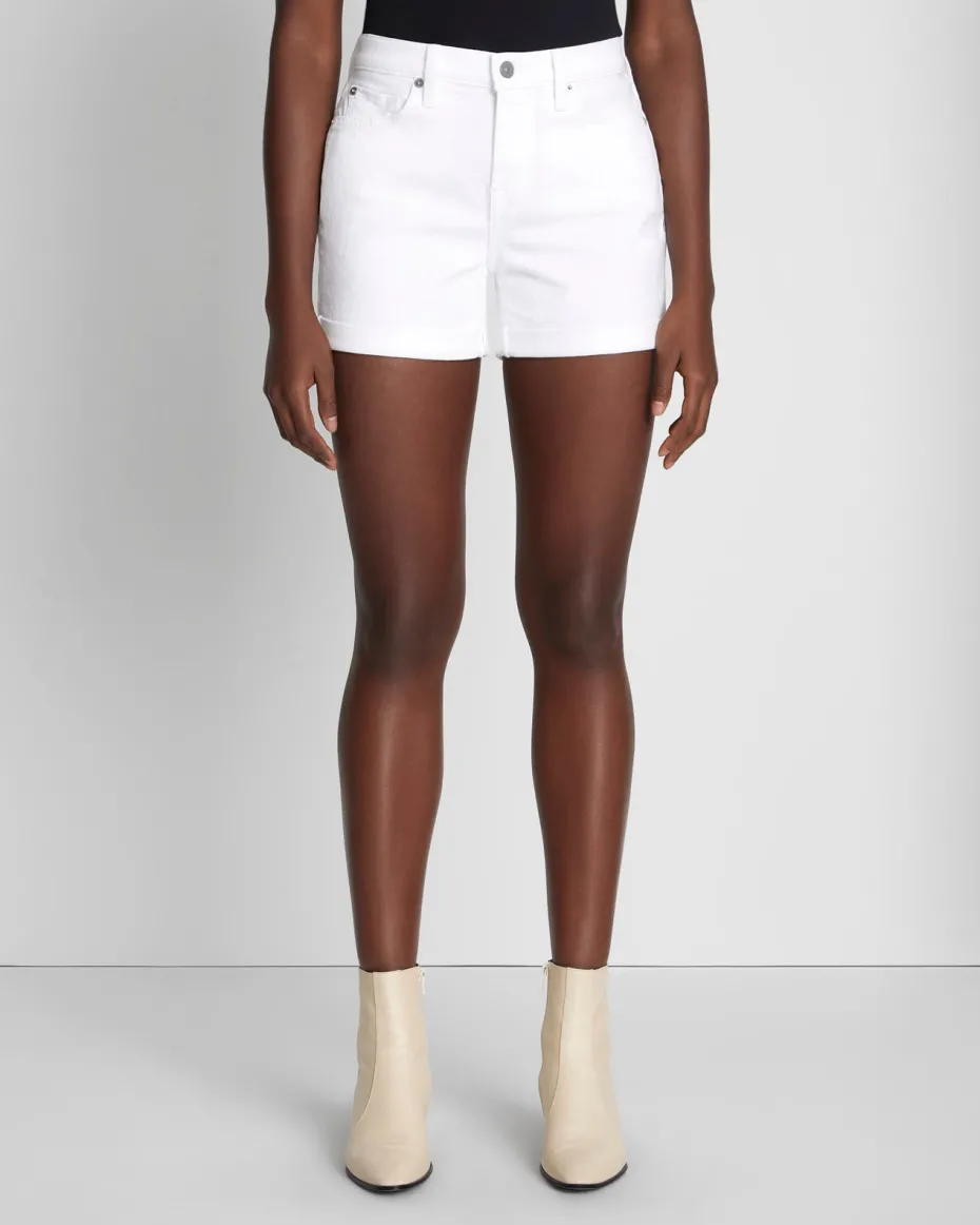 Broken Twill Mid Roll Short In White