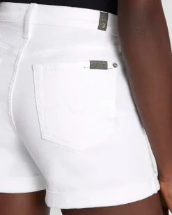 Broken Twill Mid Roll Short In White
