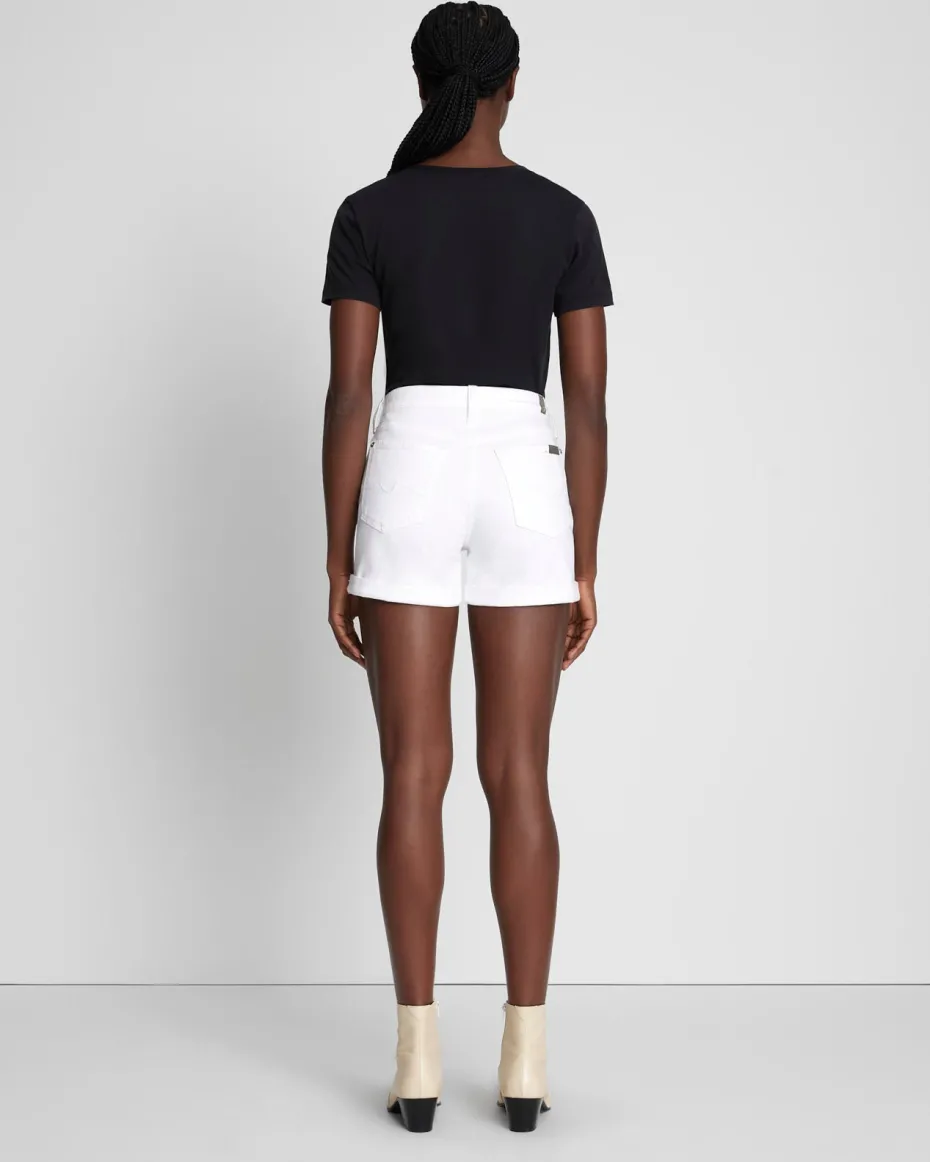 Broken Twill Mid Roll Short In White