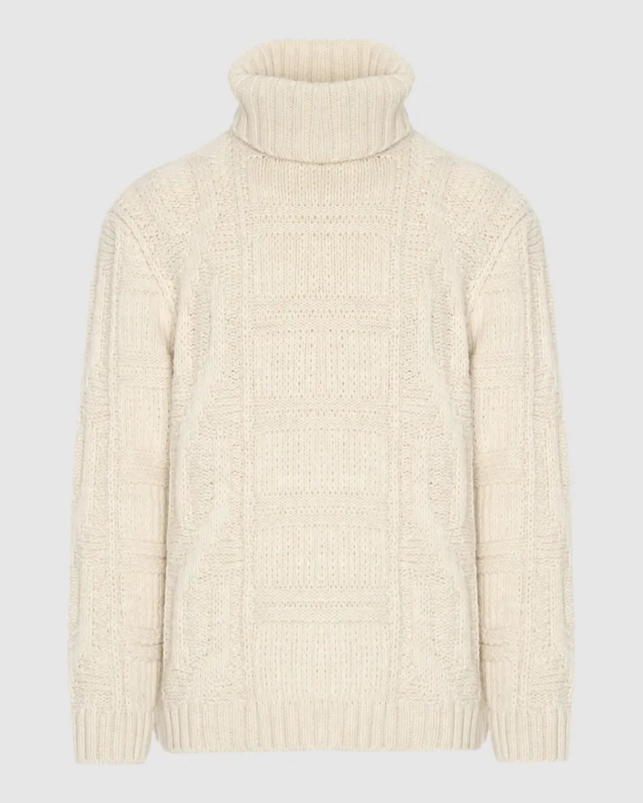 Cableknit Turtleneck in Alabaster