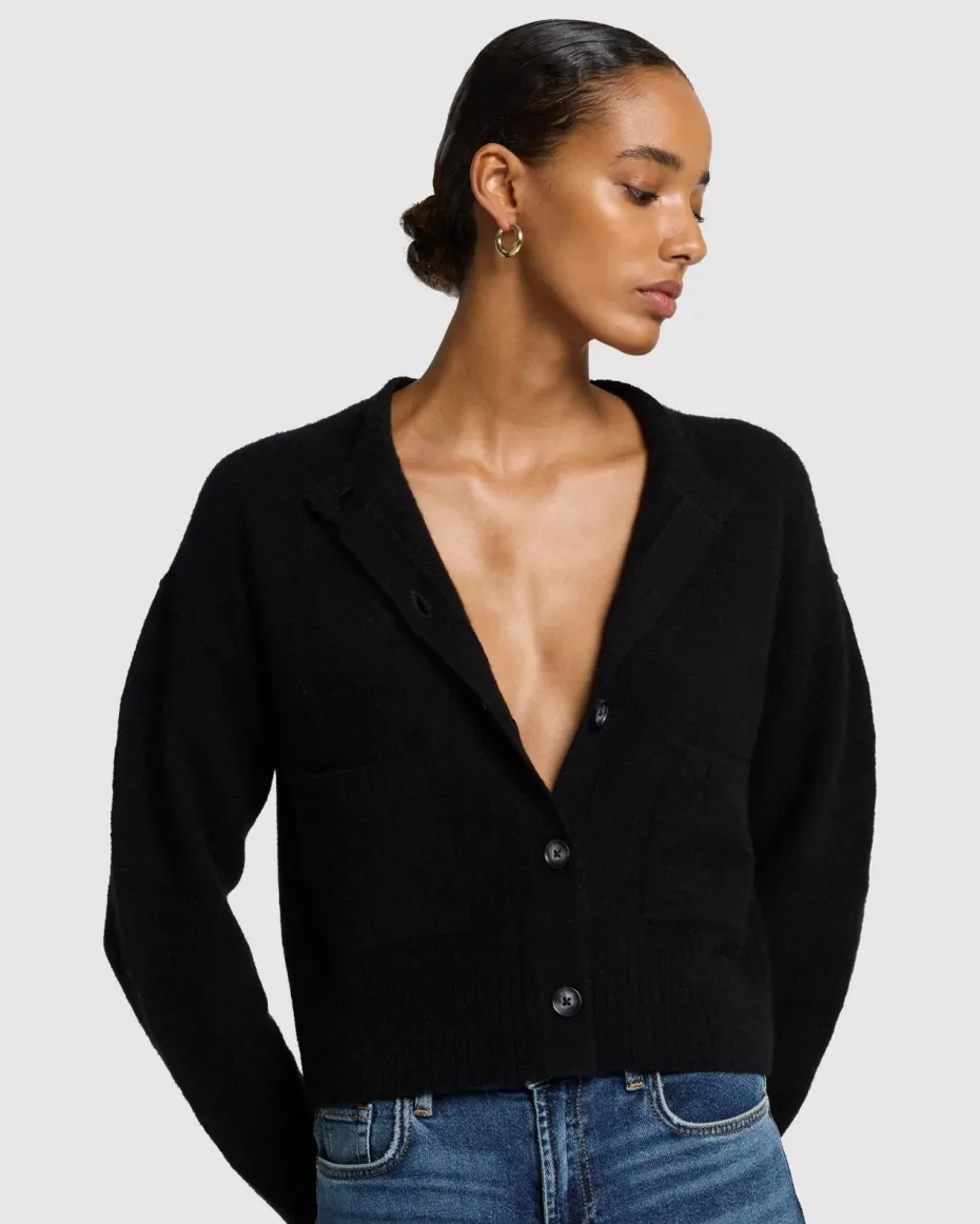 Cashmere Blend Cardigan in Black