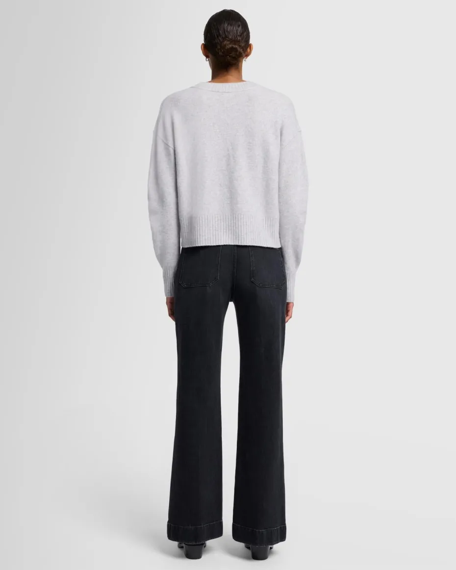 Cashmere Blend Crewneck Sweater in Black