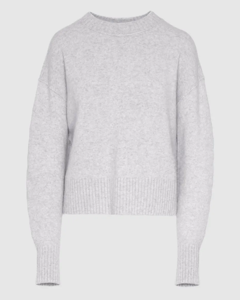 Cashmere Blend Crewneck Sweater in Black