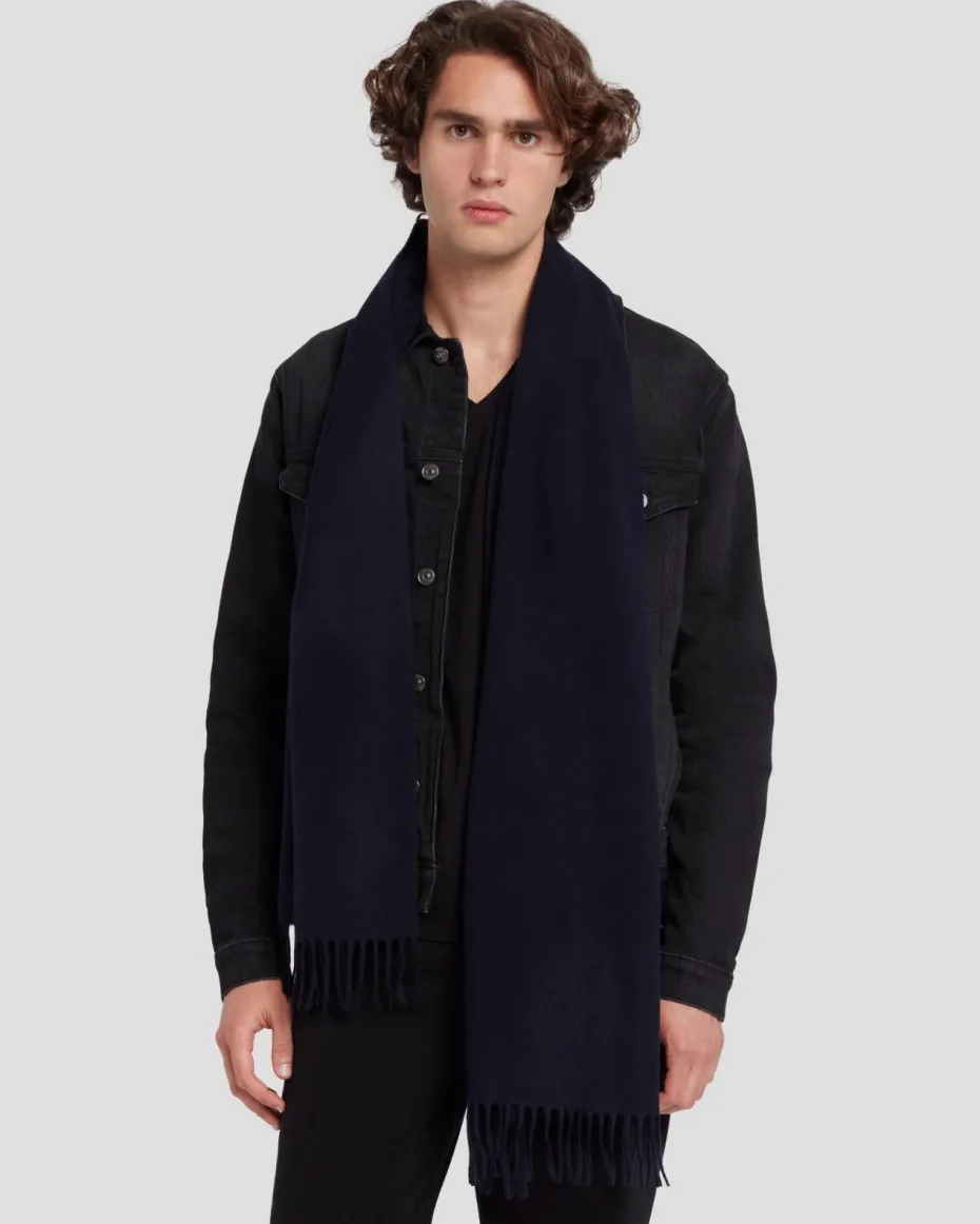 Cashmere Blend Scarf in Navy