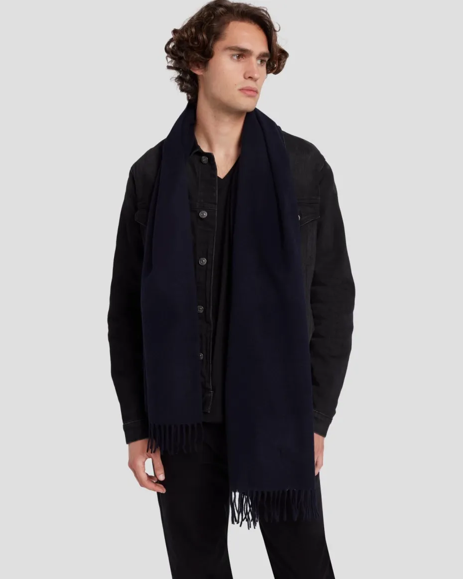 Cashmere Blend Scarf in Navy