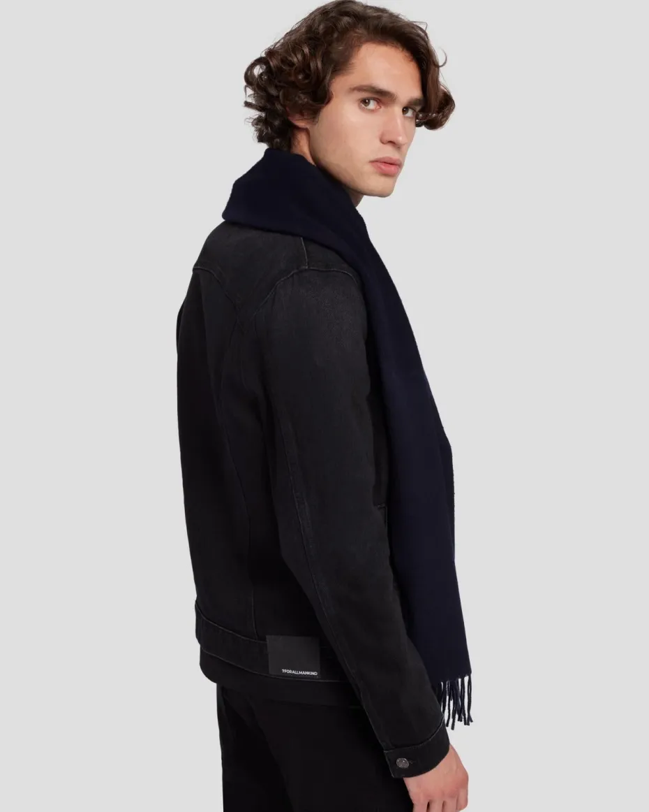 Cashmere Blend Scarf in Navy