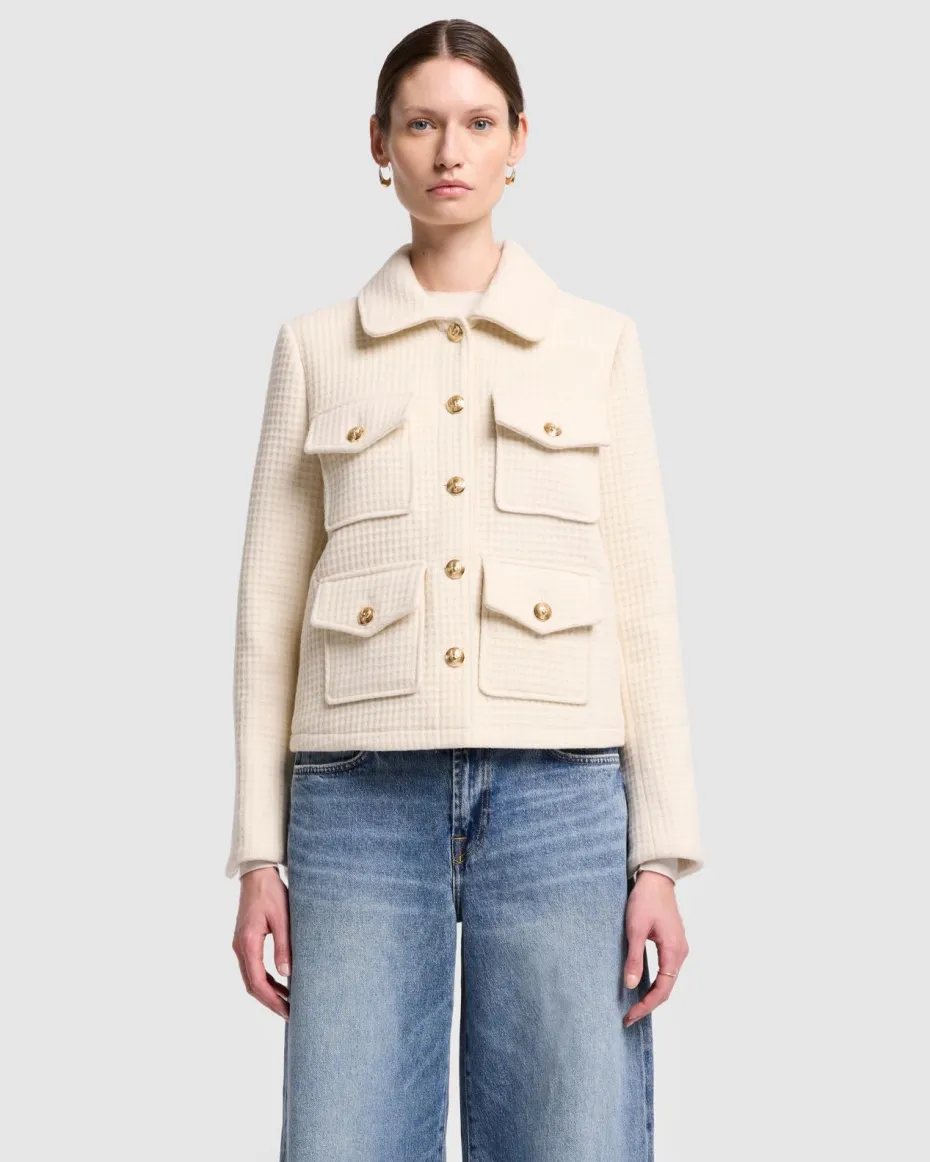 Cashmere Boucle Jacket in Milk