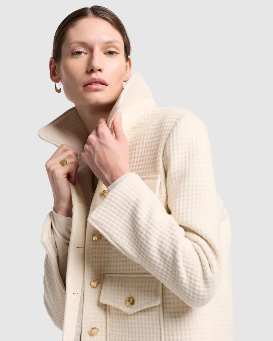 Cashmere Boucle Jacket in Milk