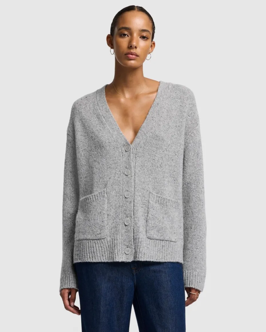 Cashmere Boyfriend Cardigan in Quiet Grey