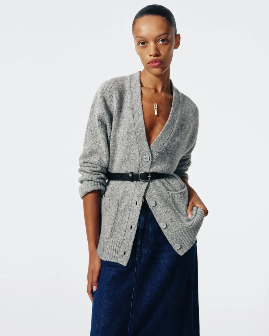 Cashmere Boyfriend Cardigan in Quiet Grey