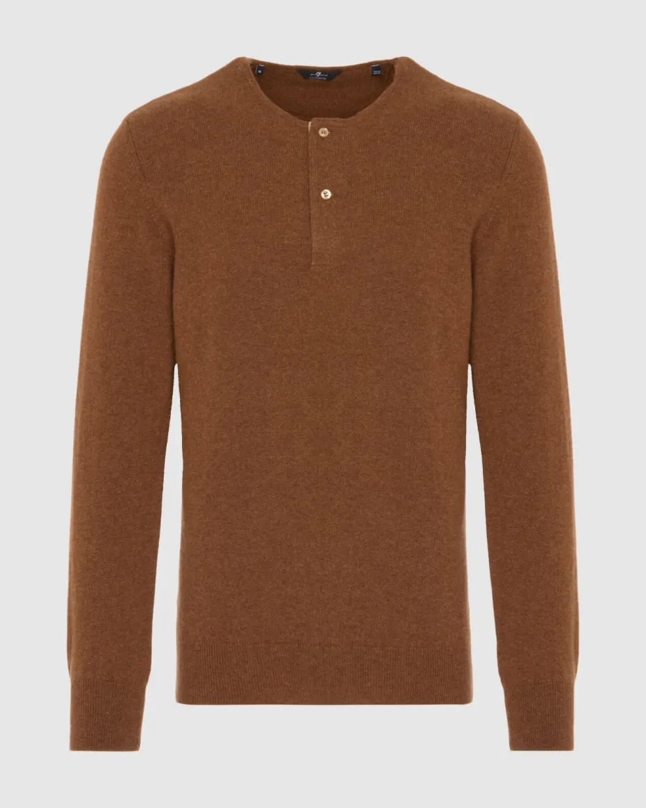 Cashmere Henley Sweater in Nutshell