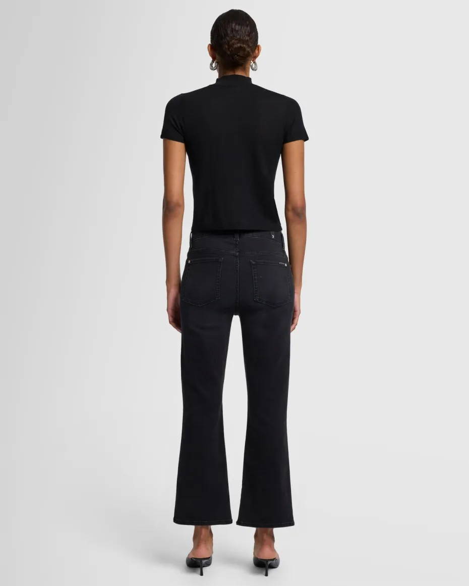 Cashmere Mock Neck Short Sleeve Sweater in Porcini