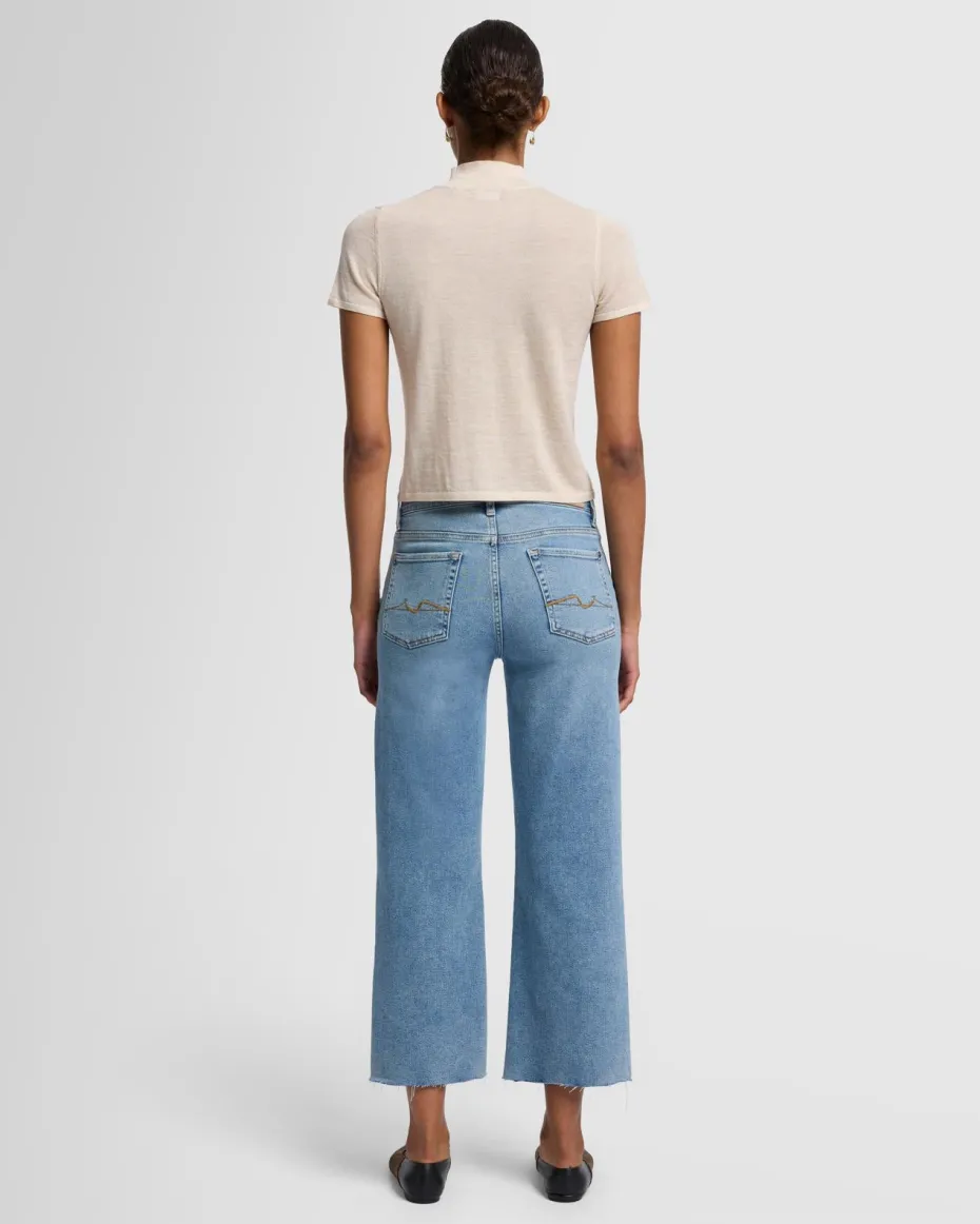 Cashmere Mock Neck Short Sleeve Sweater in Porcini
