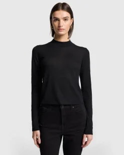 Cashmere Mock Neck Sweater in Black