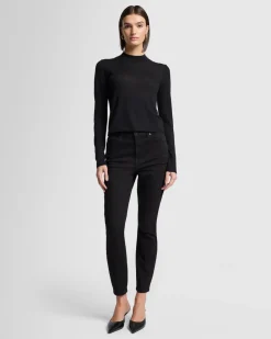 Cashmere Mock Neck Sweater in Black