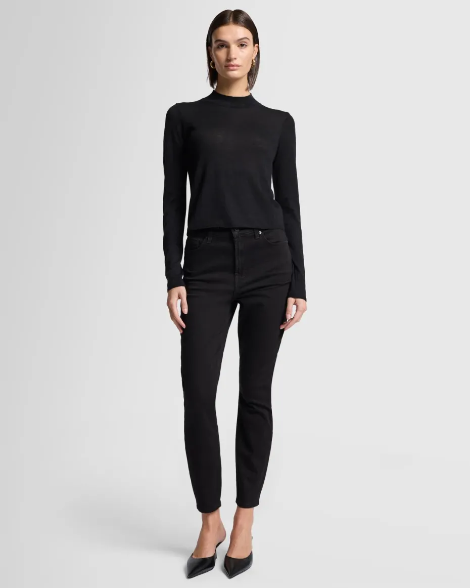 Cashmere Mock Neck Sweater in Black