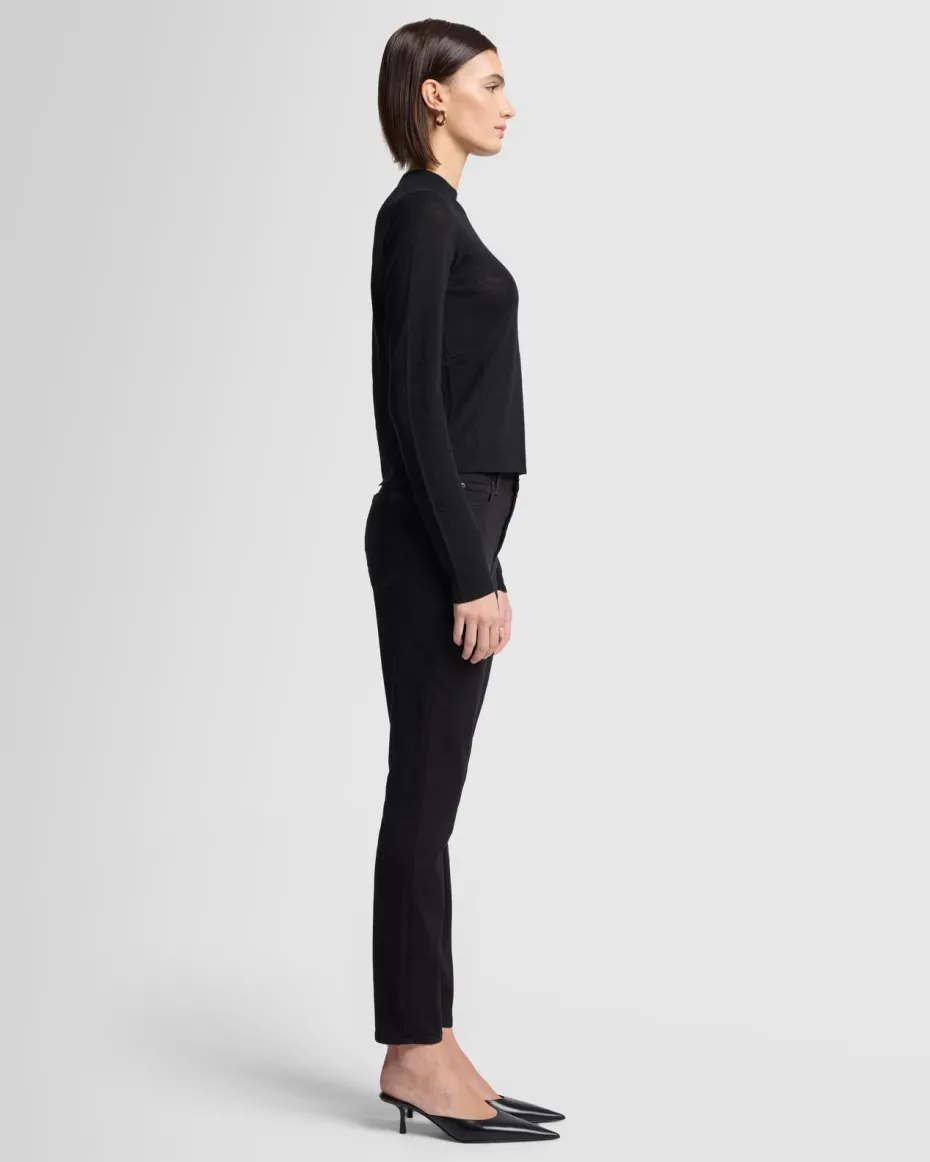 Cashmere Mock Neck Sweater in Black