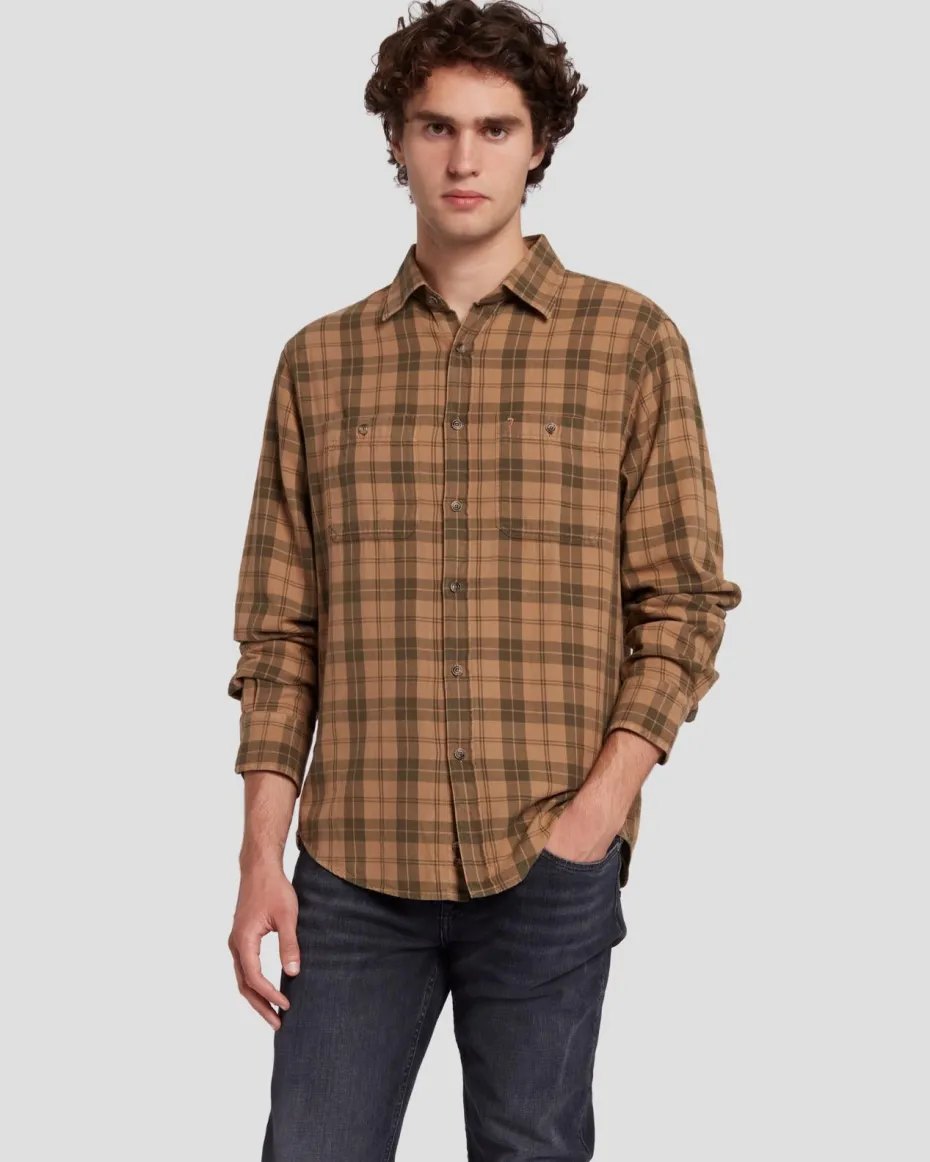 Checkered Overshirt in Sand