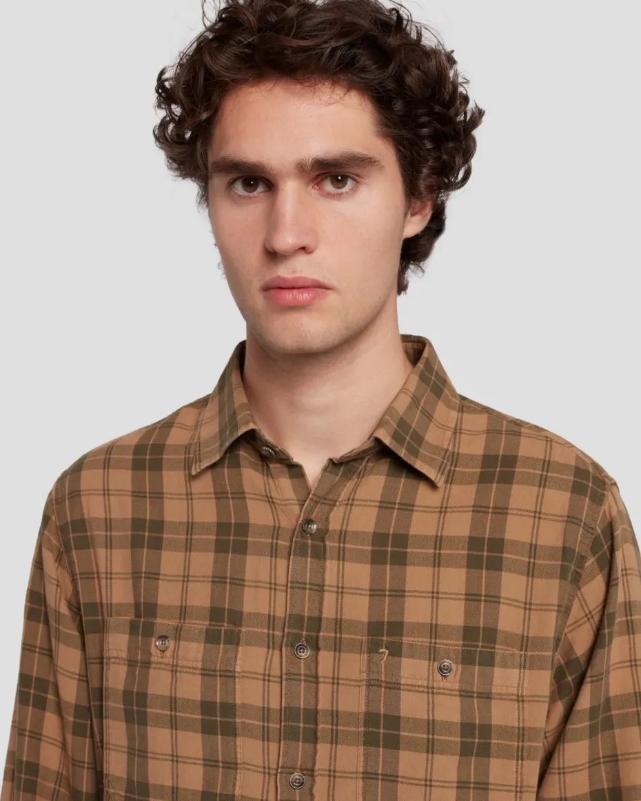 Checkered Overshirt in Sand