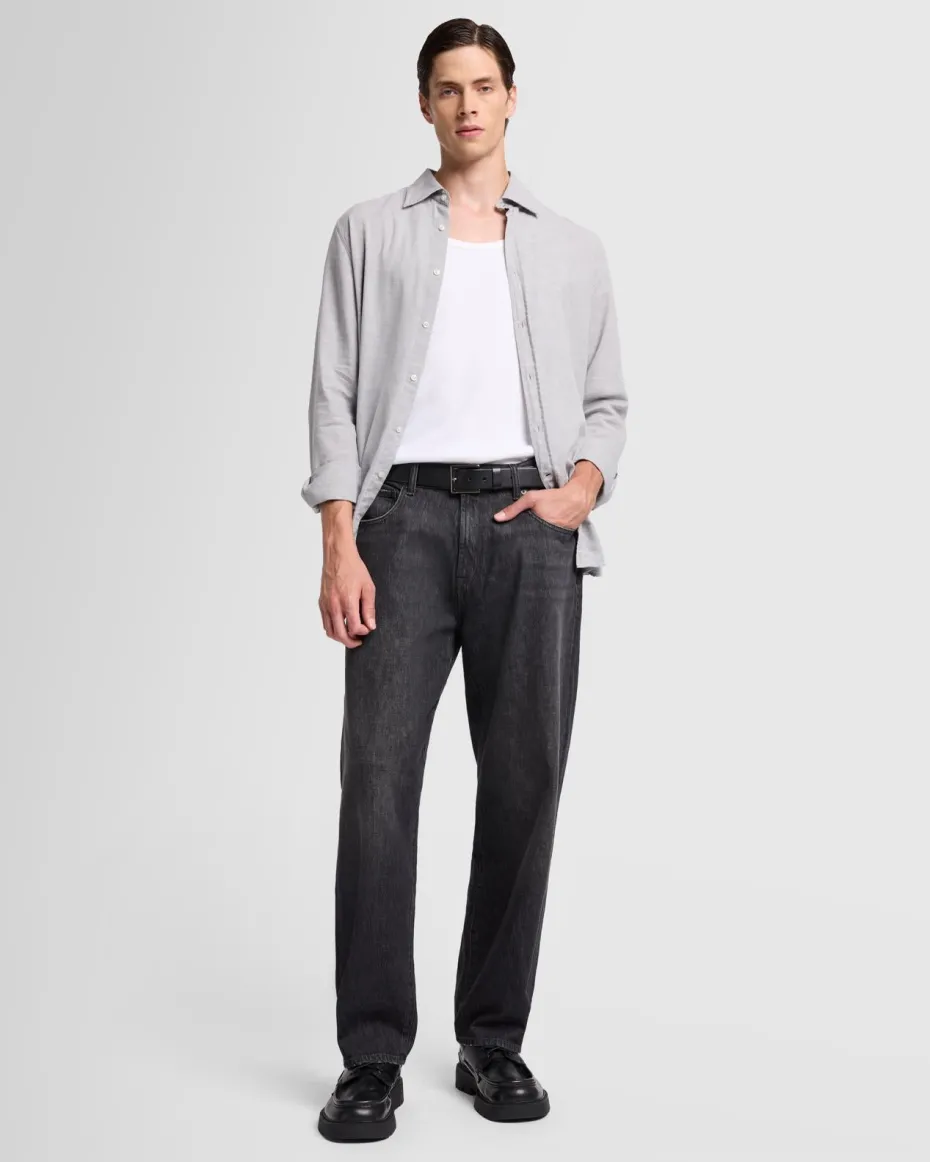 Cotton-Cashmere Button Up Shirt in Light Grey