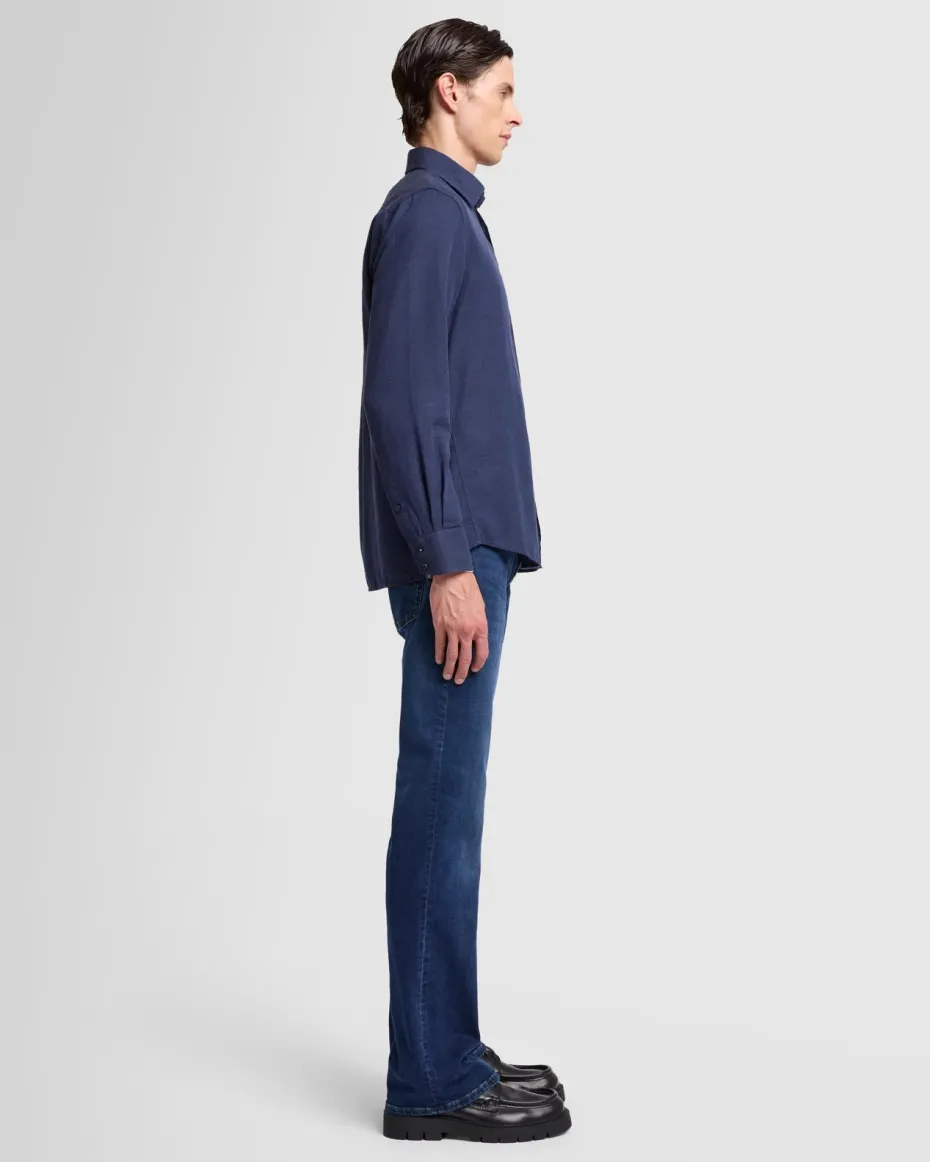 Cotton-Cashmere Button Up Shirt in Light Grey