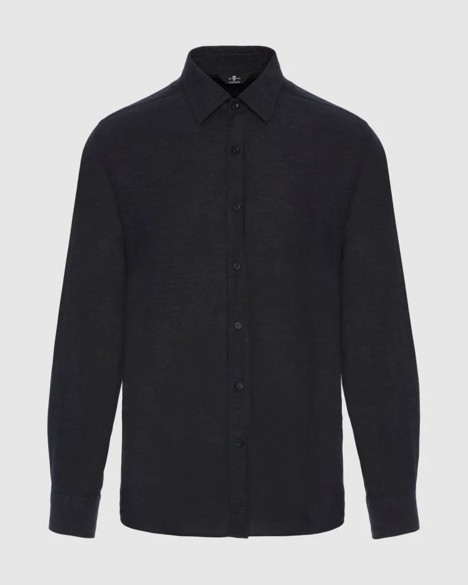 Cotton-Cashmere Button Up Shirt in Light Grey