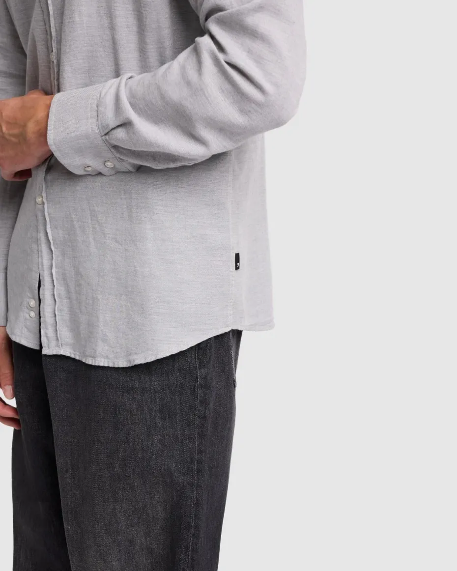 Cotton-Cashmere Button Up Shirt in Light Grey
