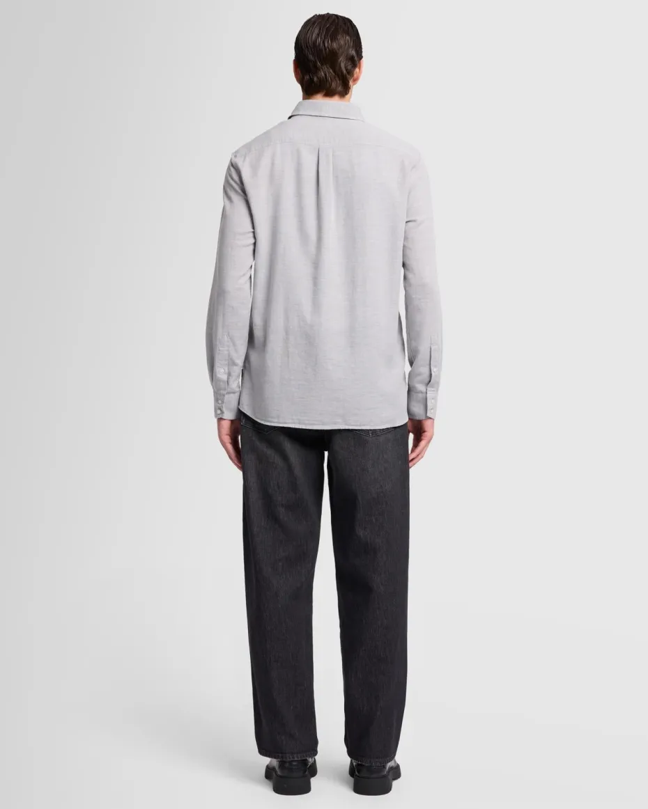 Cotton-Cashmere Button Up Shirt in Light Grey