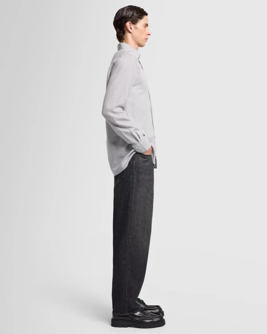 Cotton-Cashmere Button Up Shirt in Light Grey