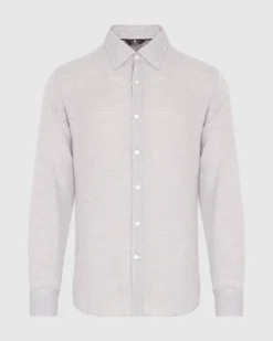 Cotton-Cashmere Button Up Shirt in Light Grey