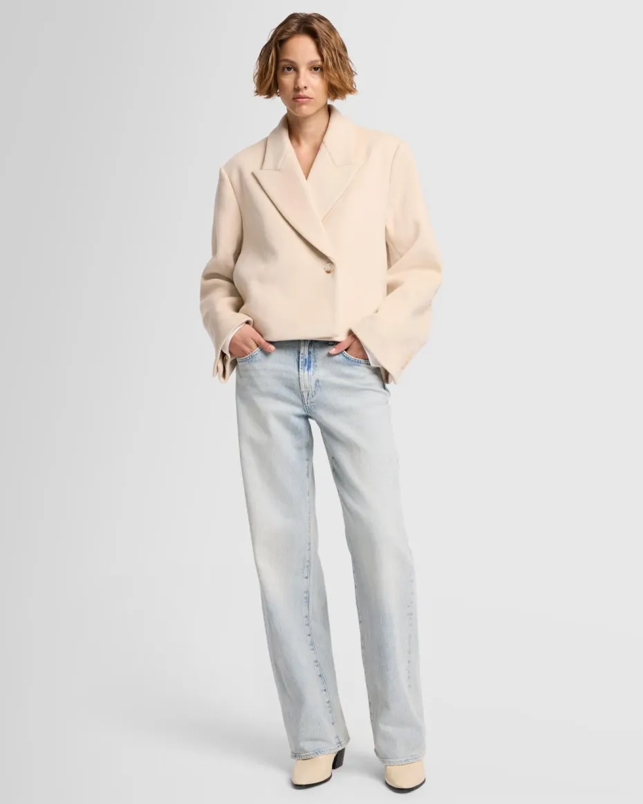 Cropped Wool Jacket in Milk