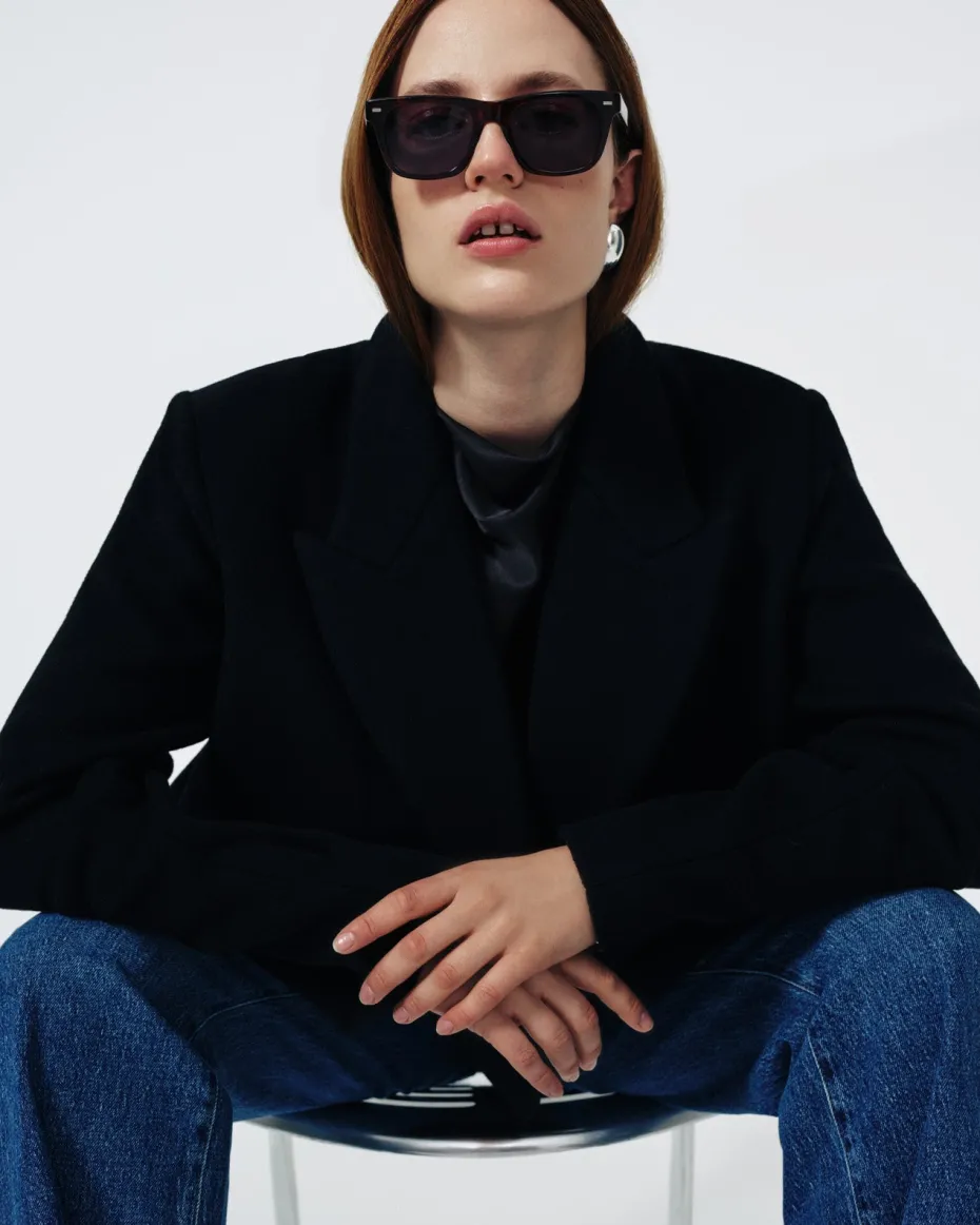 Cropped Wool Jacket in Milk