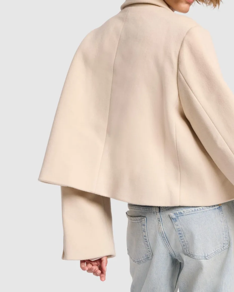 Cropped Wool Jacket in Milk