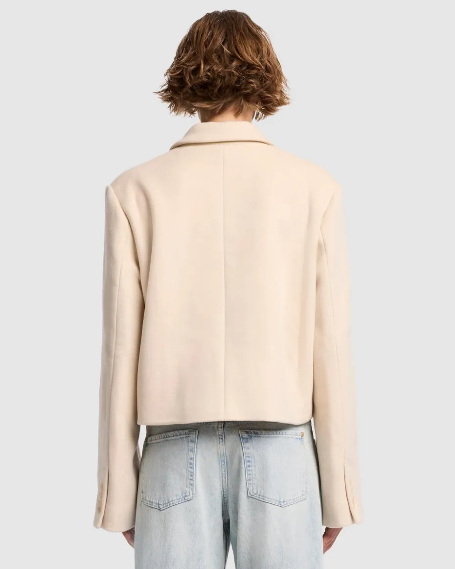 Cropped Wool Jacket in Milk