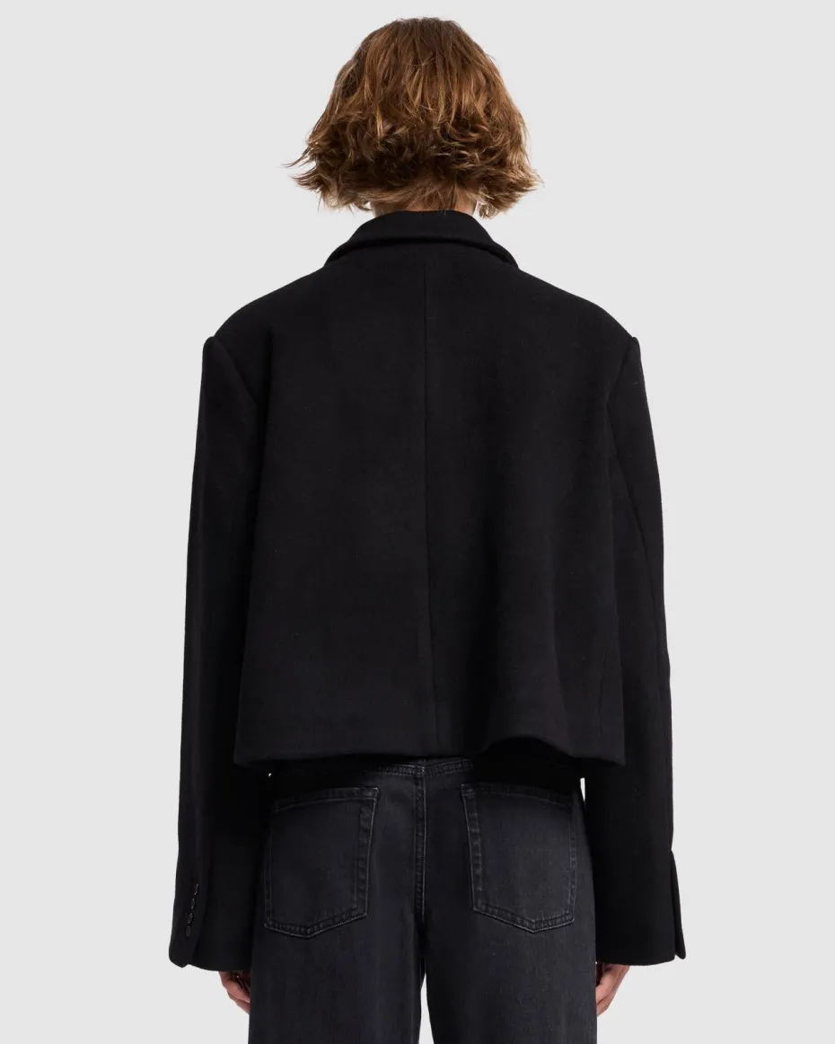 Cropped Wool Jacket in Milk