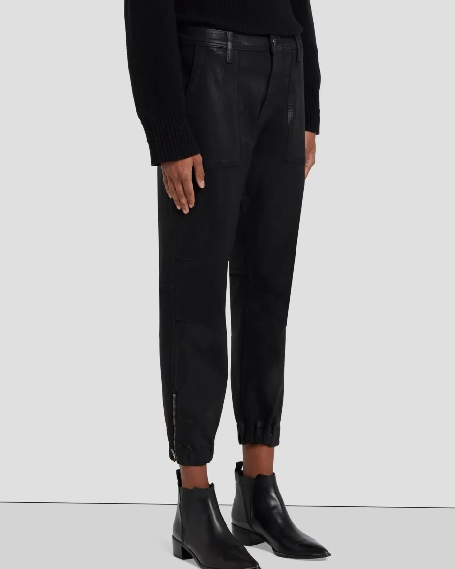 Darted Boyfriend Jogger In Coated Black