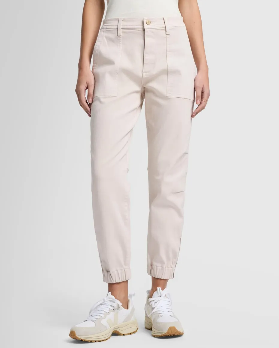 Darted Boyfriend Jogger in Coated Vintage White