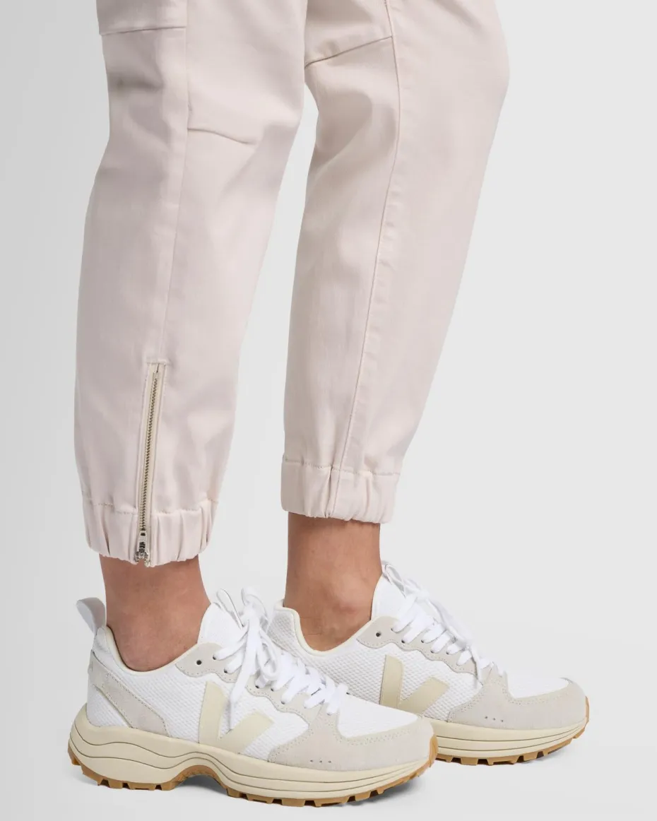 Darted Boyfriend Jogger in Coated Vintage White