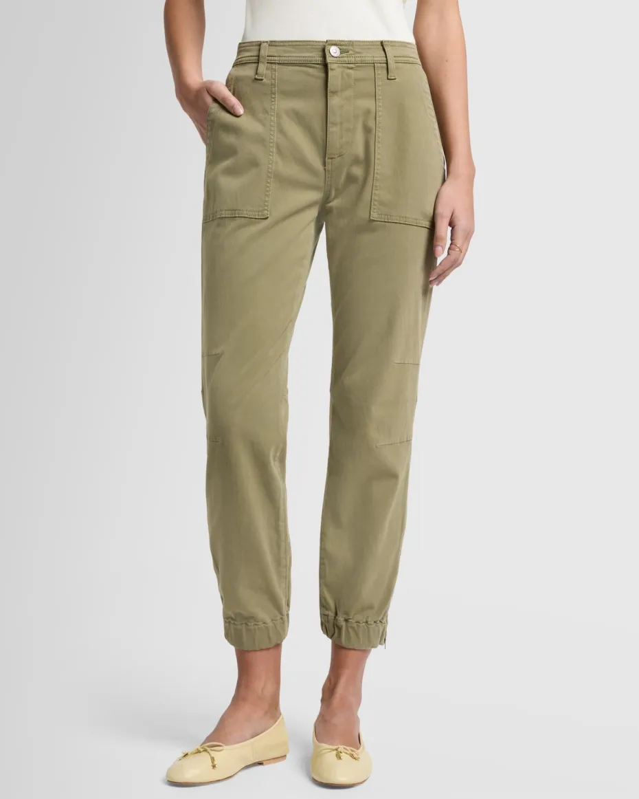 Darted Boyfriend Jogger in Sateen Safari