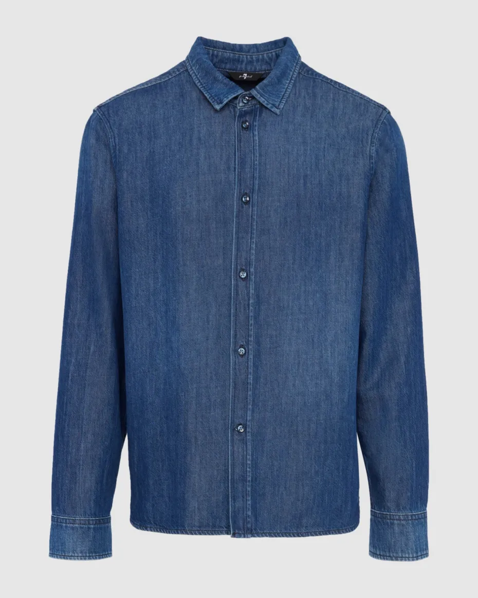 Denim Button Up Shirt in Harmattan