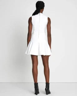 Denim Flounce Dress Mini in Brilliant White
