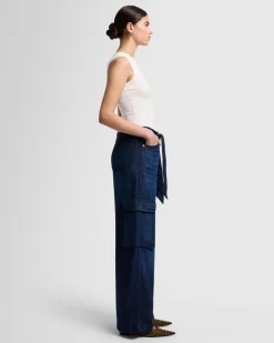Denim Lustre Cargo Wide Leg in Stormy