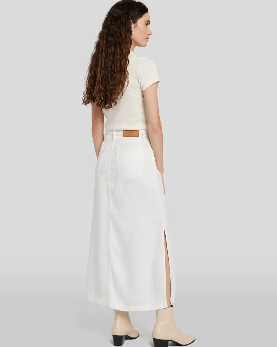 Denim Lustre Midi Skirt in Sunny