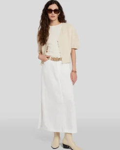 Denim Lustre Midi Skirt in Sunny