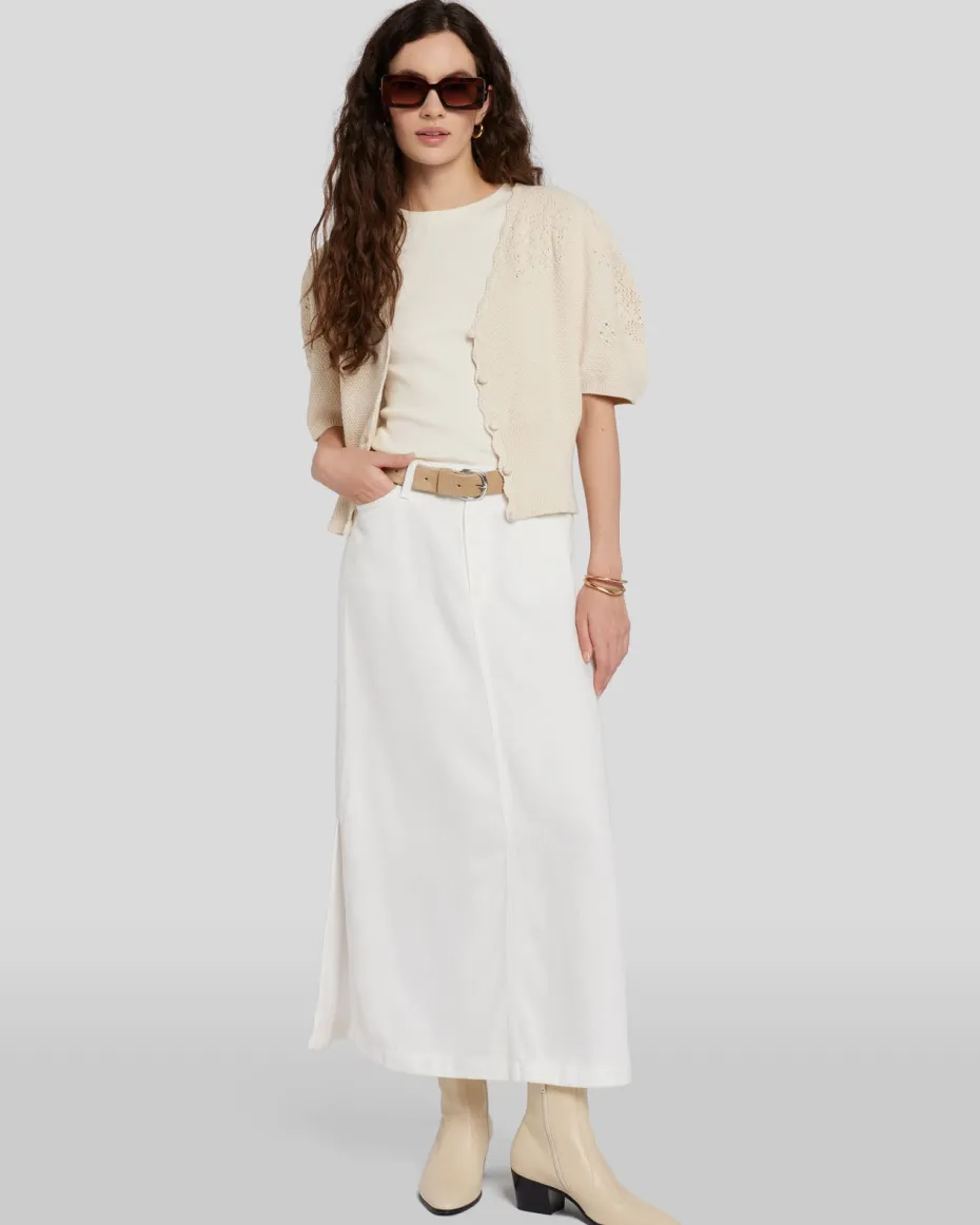 Denim Lustre Midi Skirt in Sunny