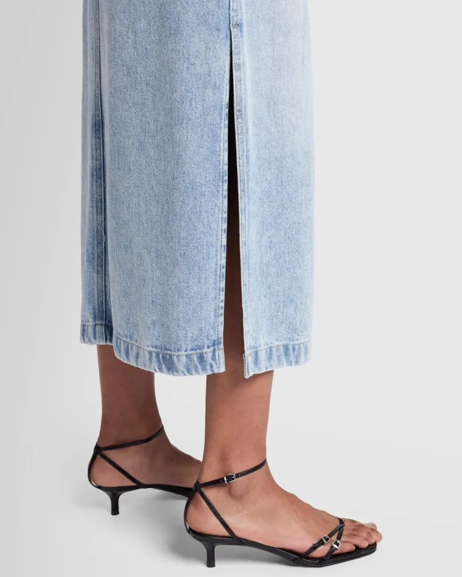 Denim Lustre Midi Skirt in Abyss