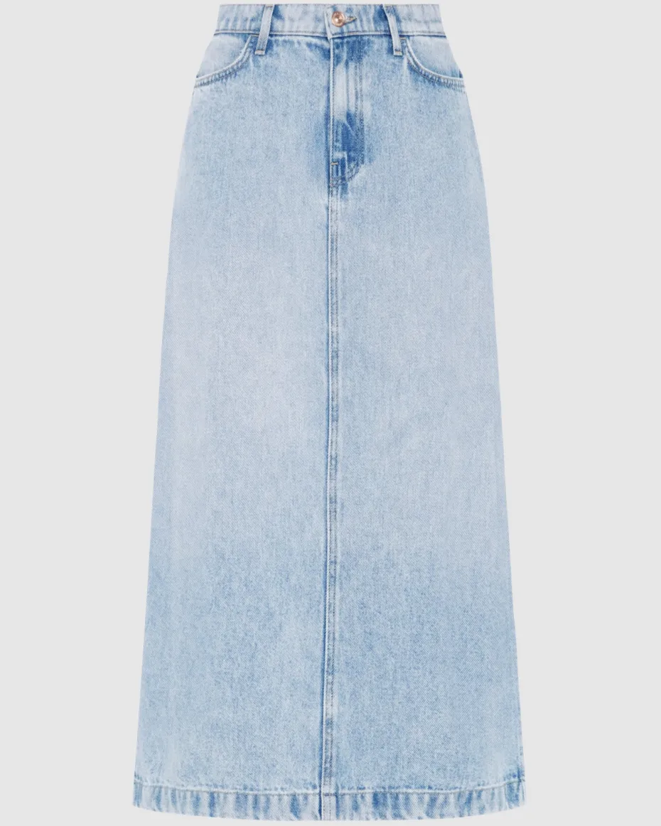 Denim Lustre Midi Skirt in Abyss