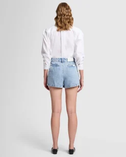 Denim Lustre Pleated Short in Abyss